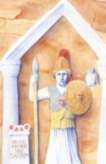 An artist's impression of how the statue of Minerva may have appeared when it was first carved.