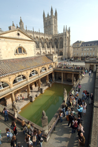 Terrace around the spring, with Bath Abbey in the background